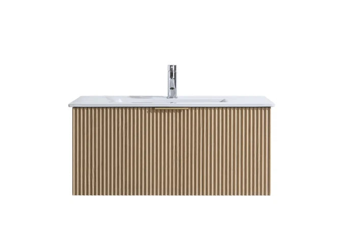 FLUTED OAK WALL HUNG Plywood VANITY 900MM