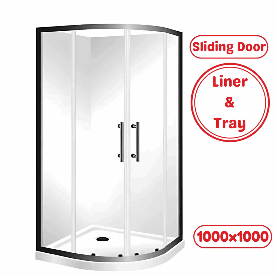 1000X1000MM ROUND SHOWER ENCLOSURE KIT - MATTE BLACK