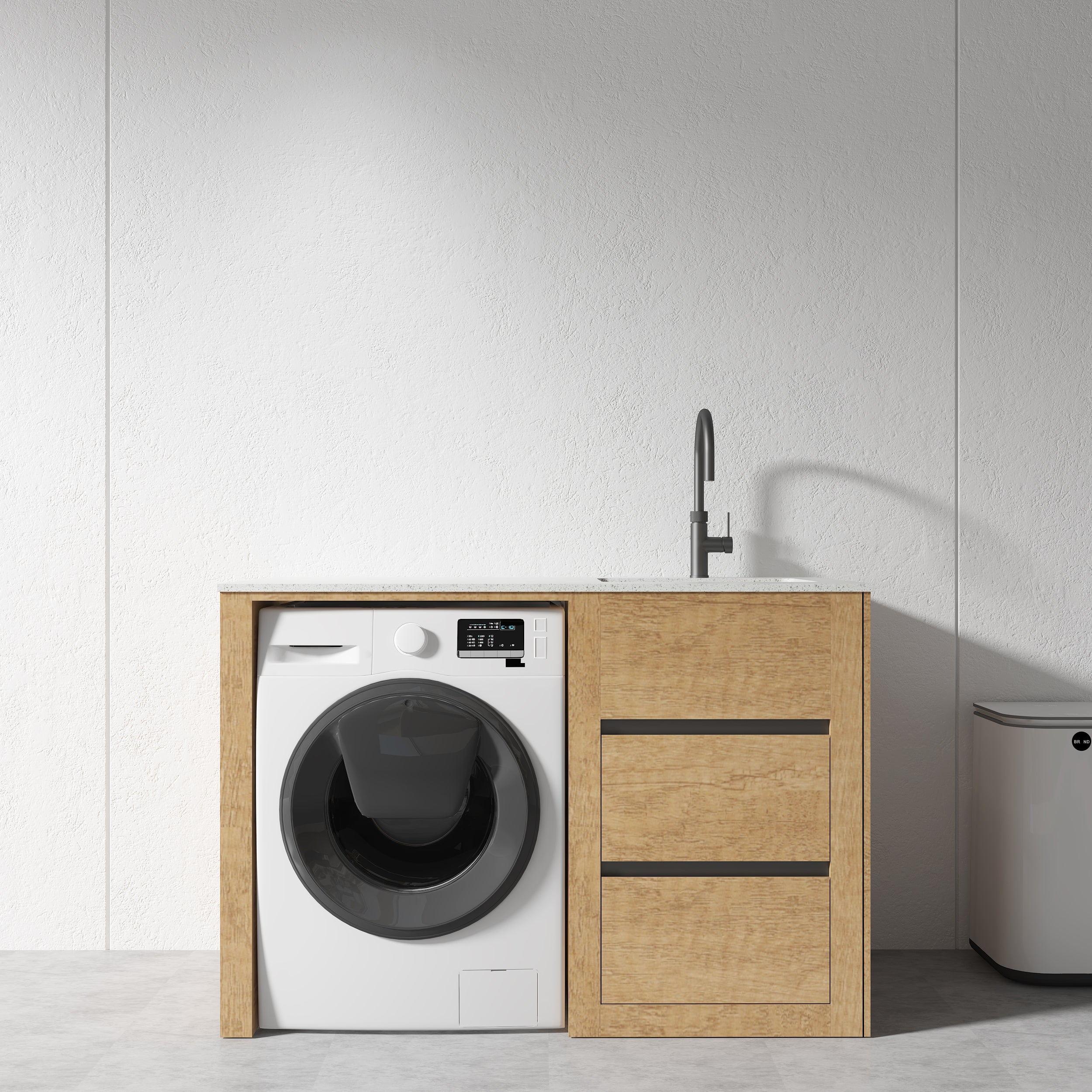 1500MM LAUNDRY TUB-PLYWOOD CABINET & MARBLE BENCH