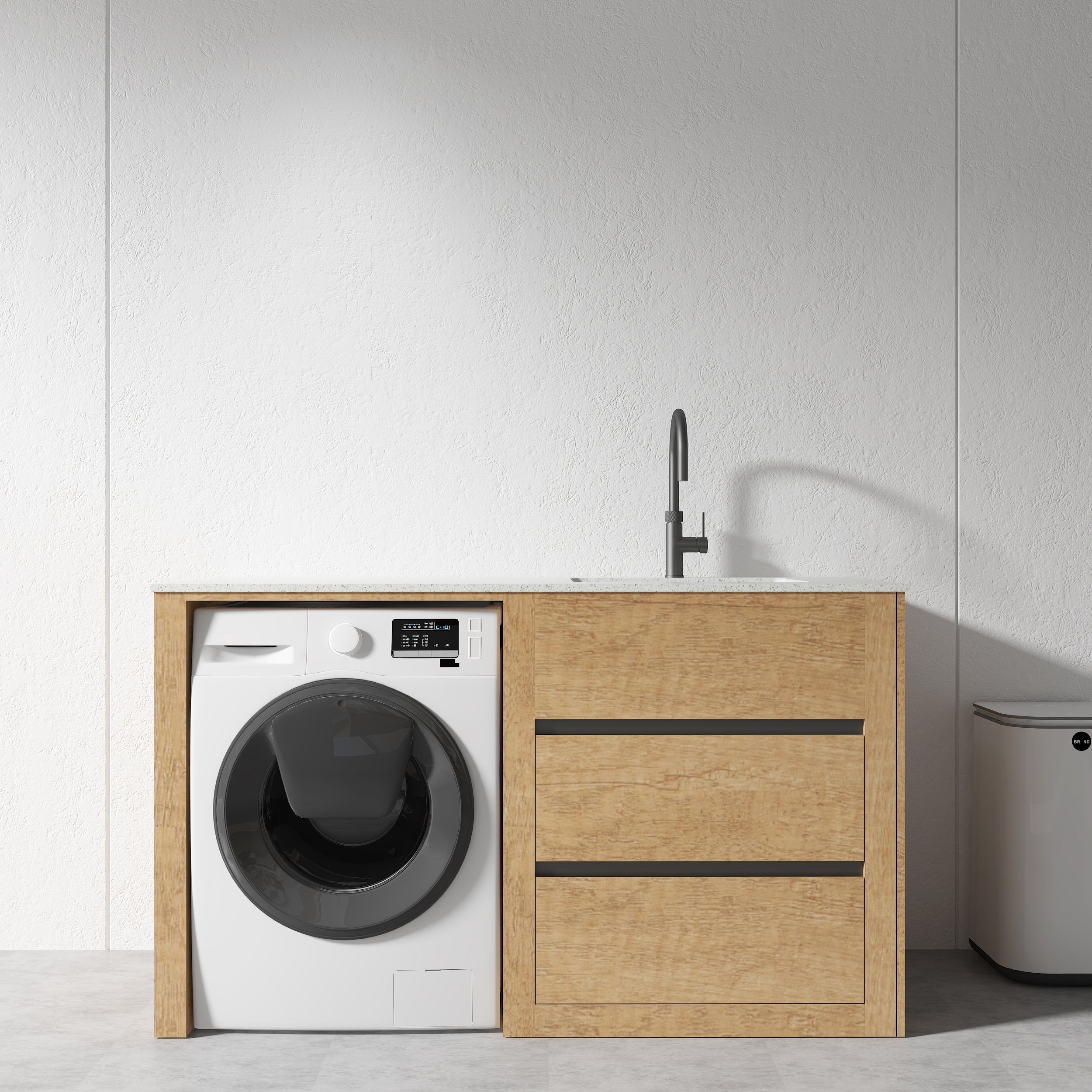 1500MM LAUNDRY TUB-PLYWOOD CABINET & MARBLE BENCH