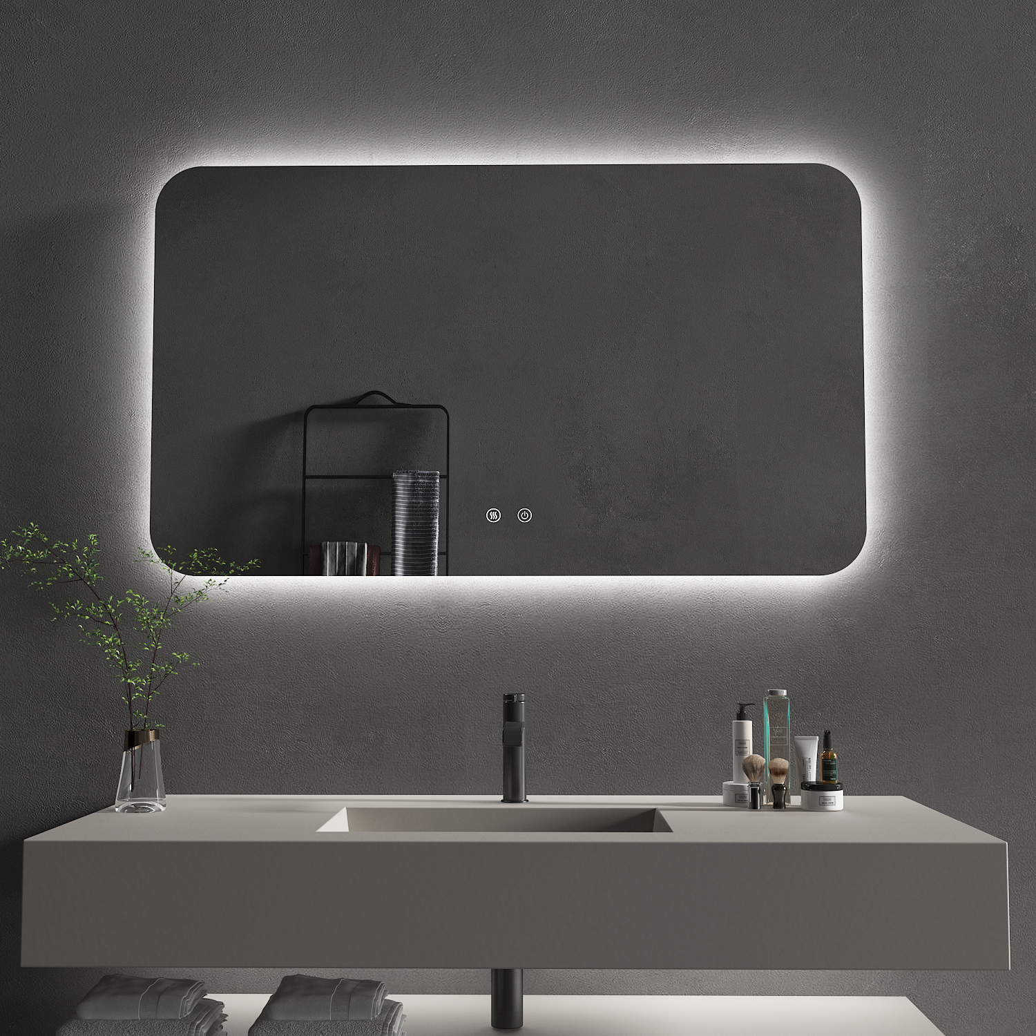 OCEANO 600/750/900mm Square LED Mirror with Demister Backlit Touch Switch 3 Colours Lighting Frameless