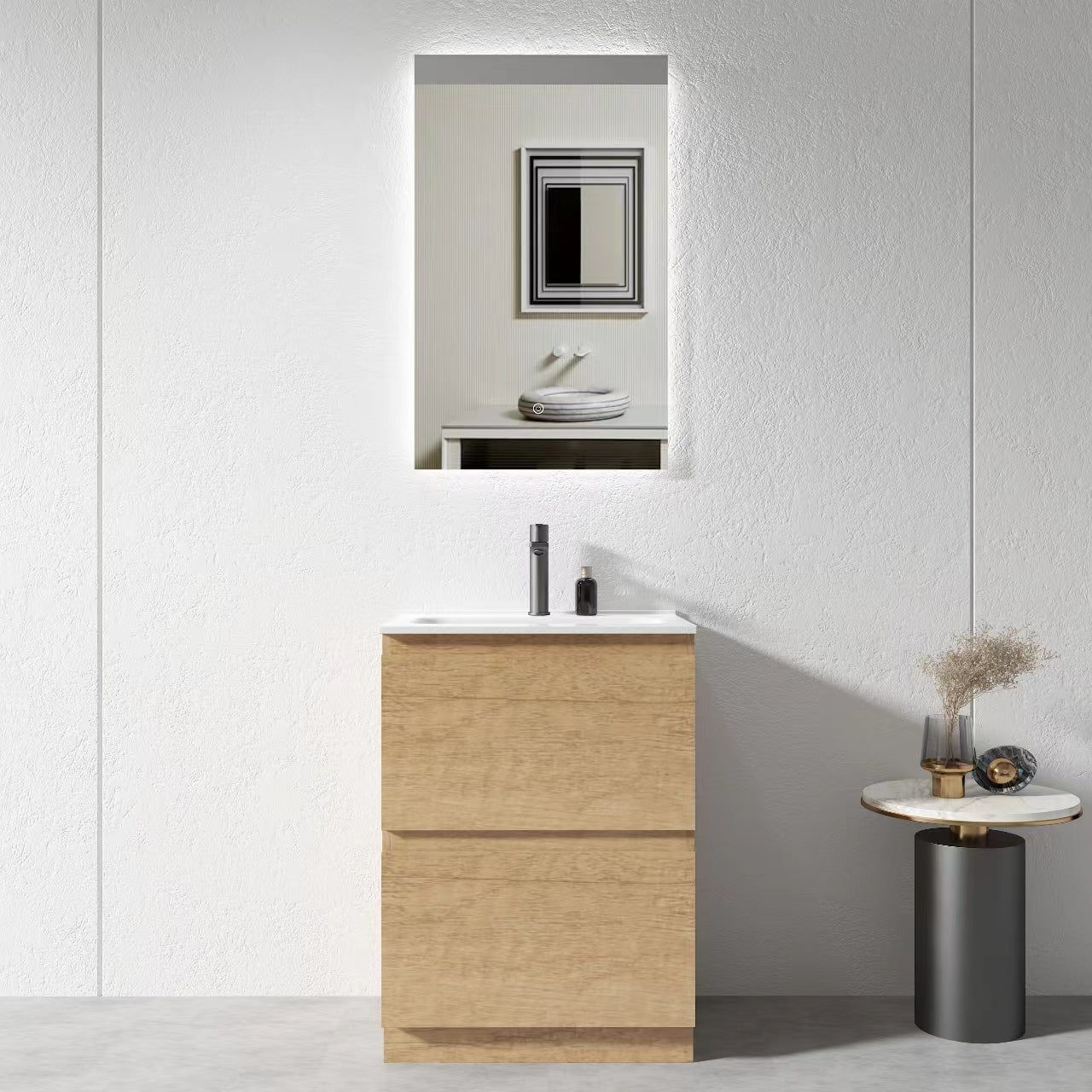 600mm Plywood Floor Standing Vanity Unit With Ceramic Basin