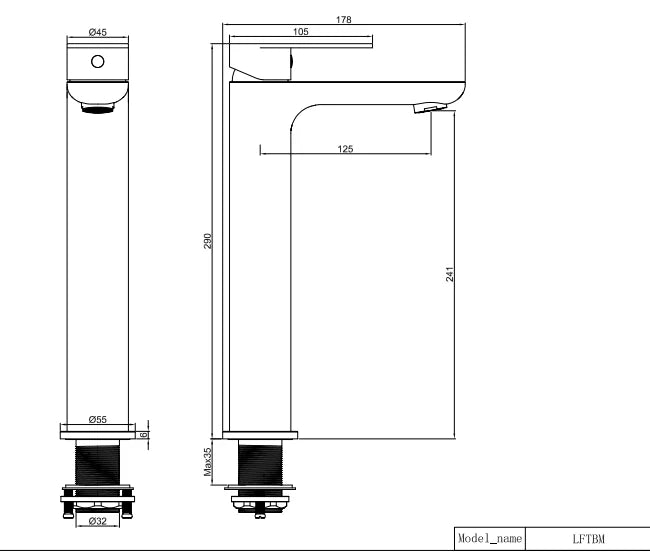 LINFA TALL BASIN MIXER – LEAD FREE