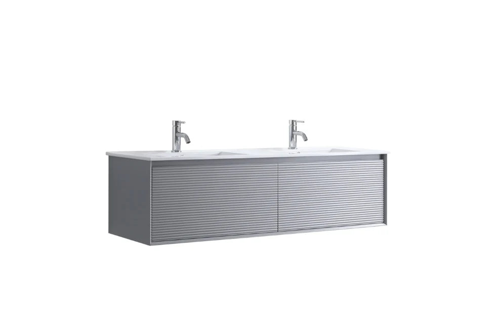 MATT GREY WALL HUNG Plywood VANITY 1200MM DOUBLE BASIN