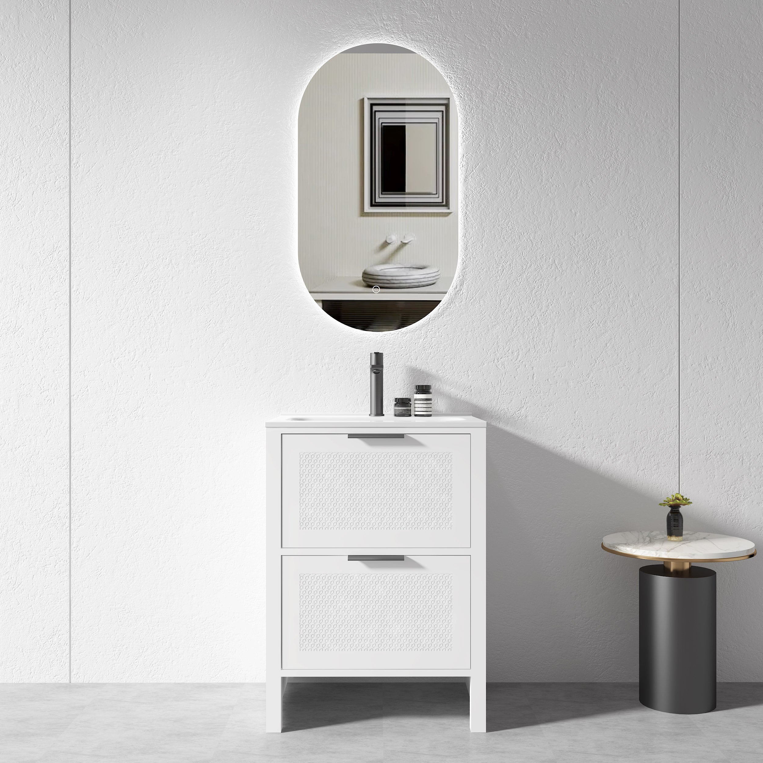 600mm White Plywood Floor Standing Vanity Unit