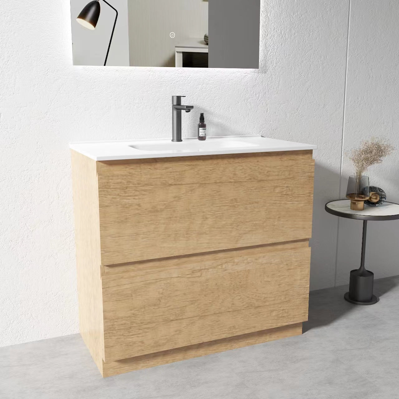 900mm Plywood Floor Standing Vanity Unit With Ceramic Basin