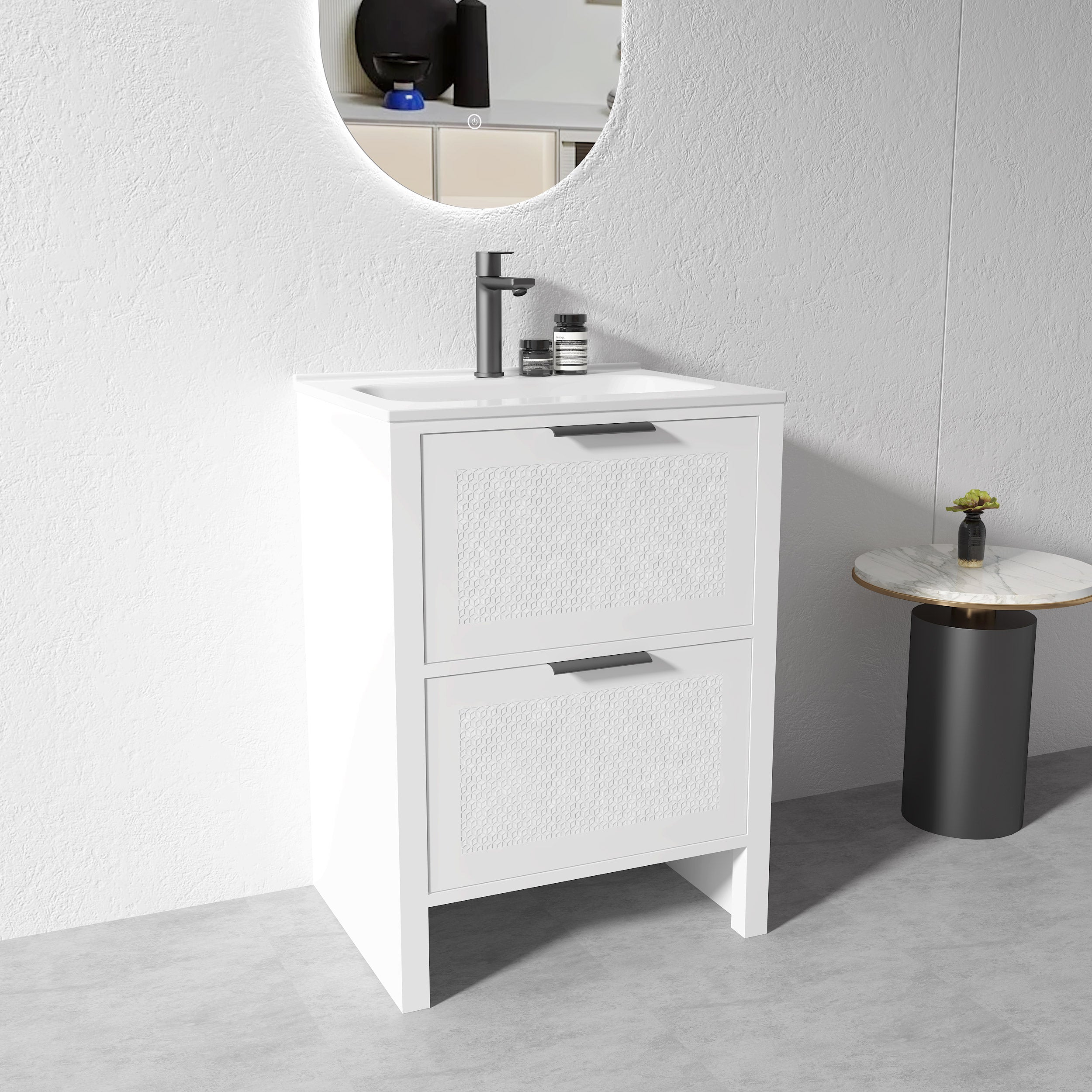 600mm White Plywood Floor Standing Vanity Unit