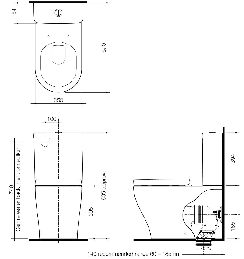Caroma Luna Wall Faced Toilet Suite