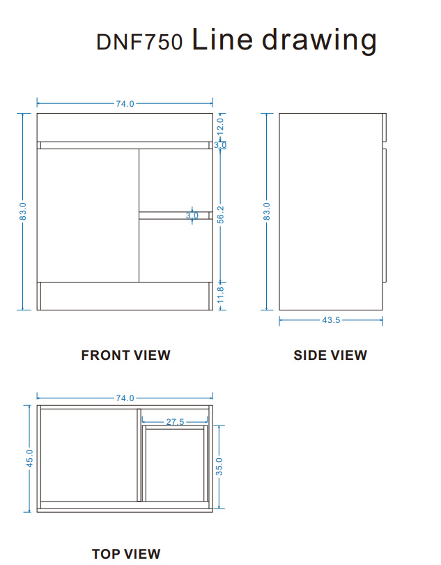 DNF Floorstanding Plywood VANITY Light Oak 750MM