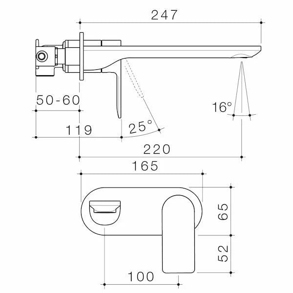 Caroma Urbane® II 220mm Wall Basin / Bath Mixer - Round Cover Plate- LF