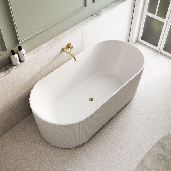 1700X800X580MM ROSE FLUTED V-GROOVE FREESTANDING BATH