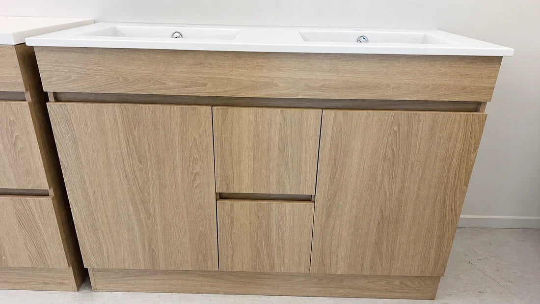 DNF Floorstanding Plywood VANITY Light Oak 1200MM DOUBLE BASIN