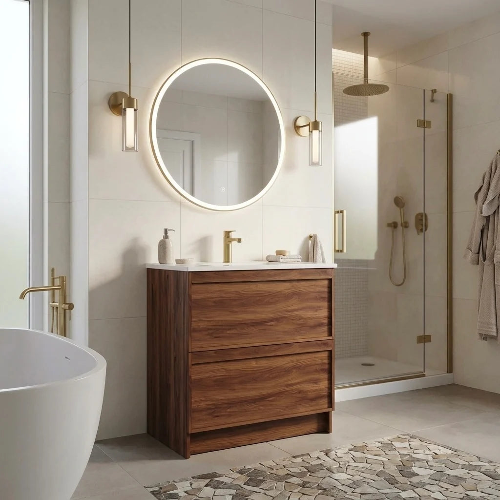 ASPEN 750MM SINGLE BASIN FLOOR STANDING VANITY| WALNUT