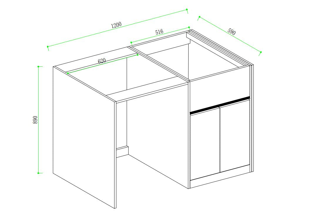 1200MM DARK OAK PLYWOOD LAUNDRY STATION