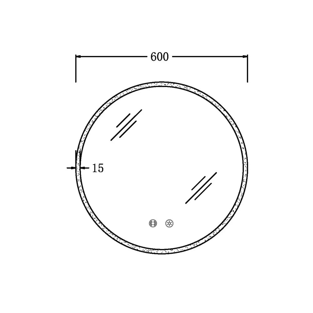 600MM ROUND LED MIRROR WITH MOTION SENSOR | DEMISTER | 3 COLOUR LIGHTS | 20MM RIM