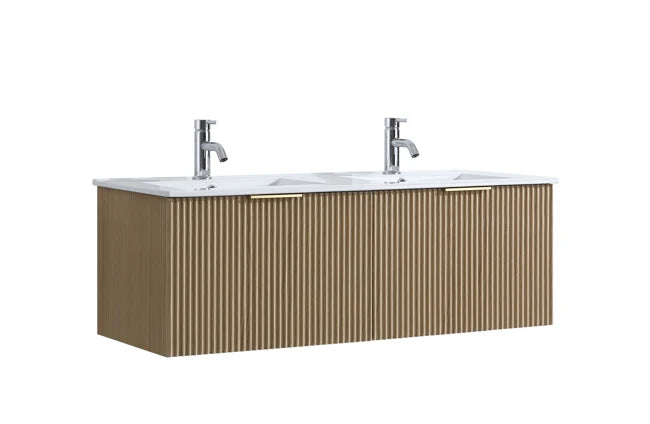 FLUTED OAK WALL HUNG Plywood VANITY 1200MM DOUBLE BASIN Regular price$769.00