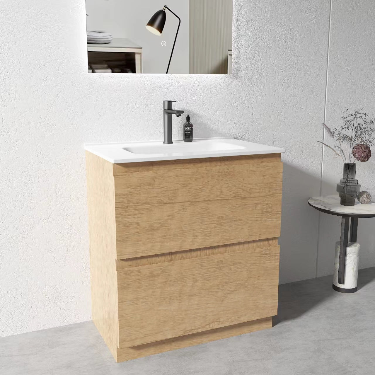 750mm Plywood Floor Standing Vanity With Ceramic Basin