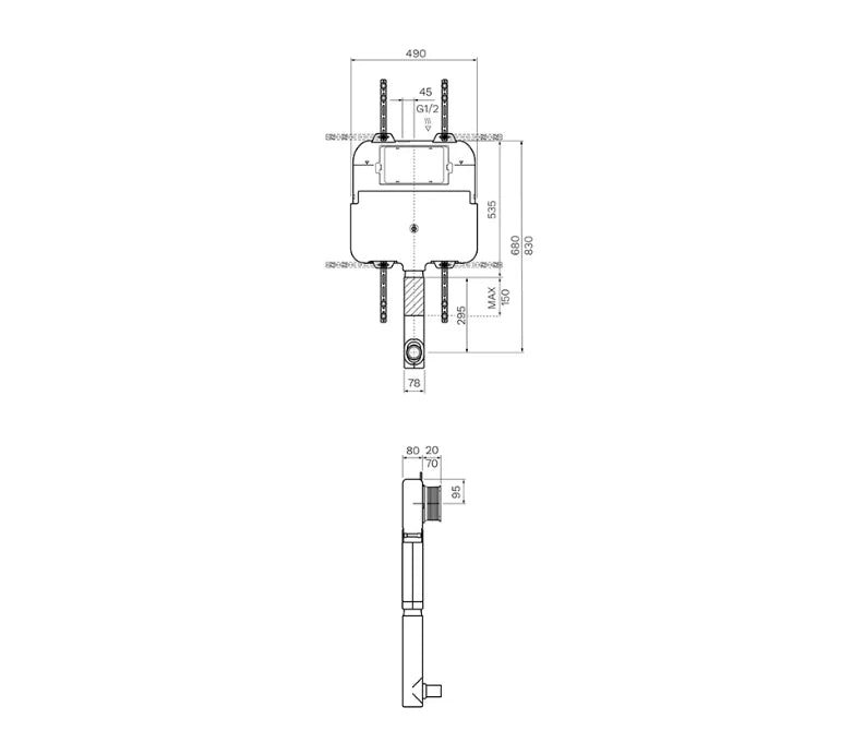 Parisi FRONT FLUSH MECHANICAL 90MM INWALL CISTERN
