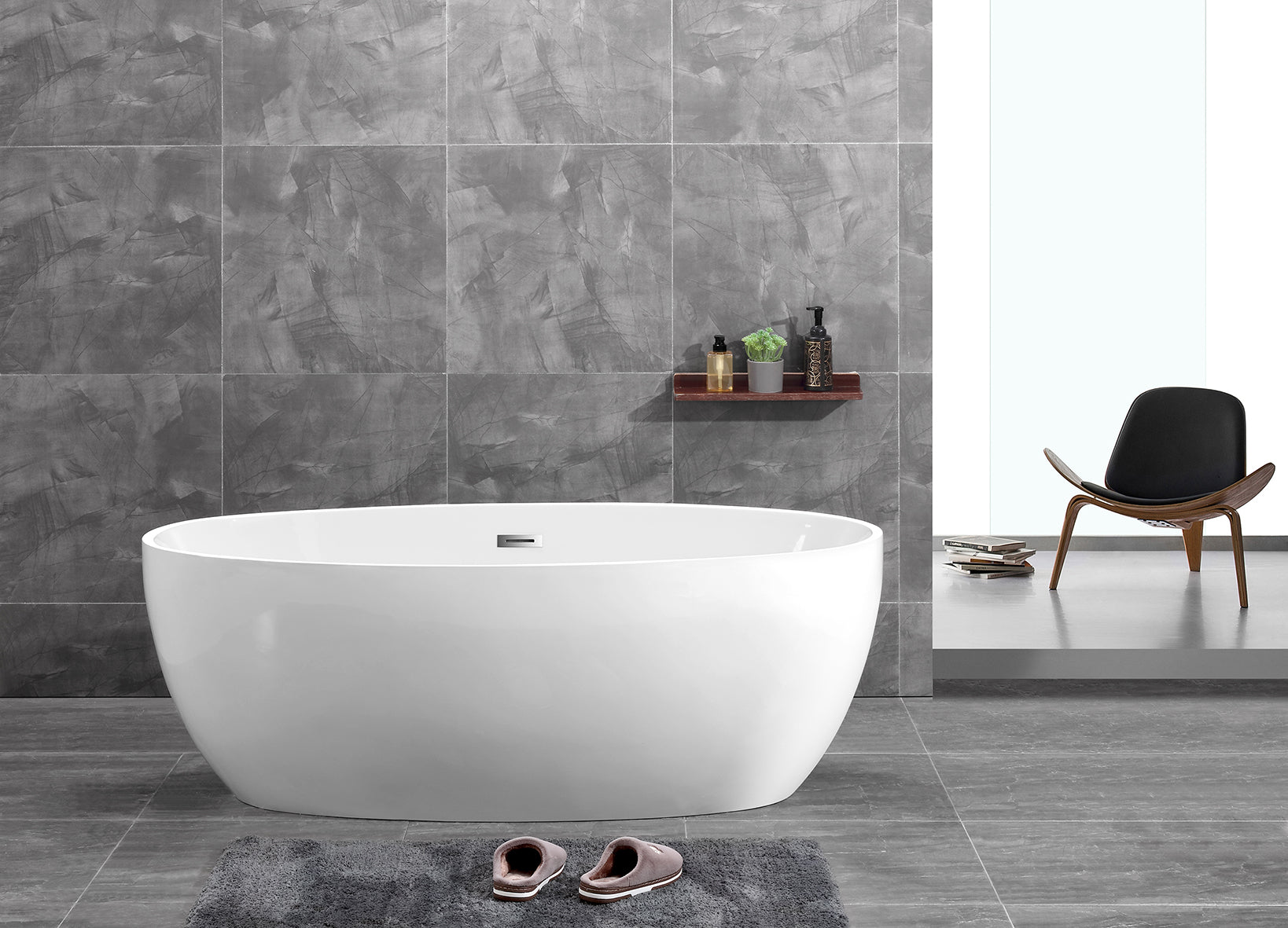 Bath Tub – **Modern Egg Shell Shape Design 1600mm ** in White Finish