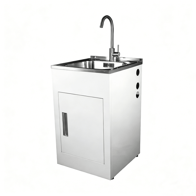 Aquatica Laundry Tub 560mm, Door Model with Centre Mixer
