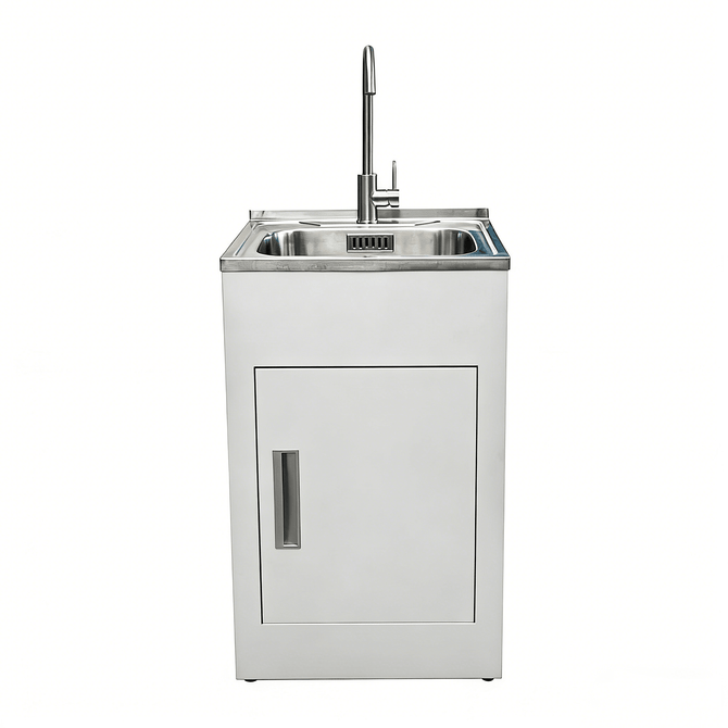 Aquatica Laundry Tub 560mm, Door Model with Centre Mixer