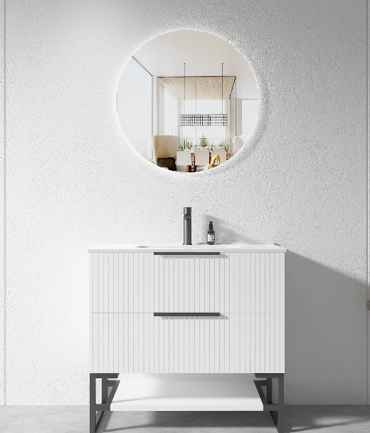 900mm Freestanding Vanity Plywood White Painting with Stainless Steel Leg