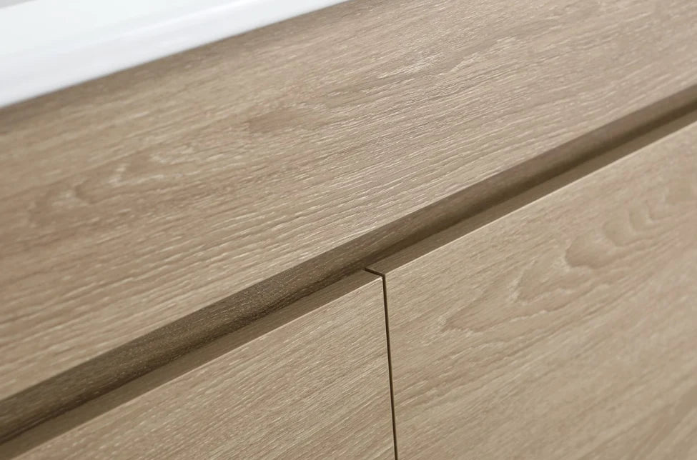 DNW Wall Hung Plywood VANITY Light Oak 1500MM DOUBLE BASIN