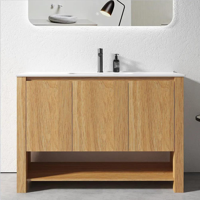 Vanity - 1200mm Light Oak Plywood Floor Standing Vanity Unit