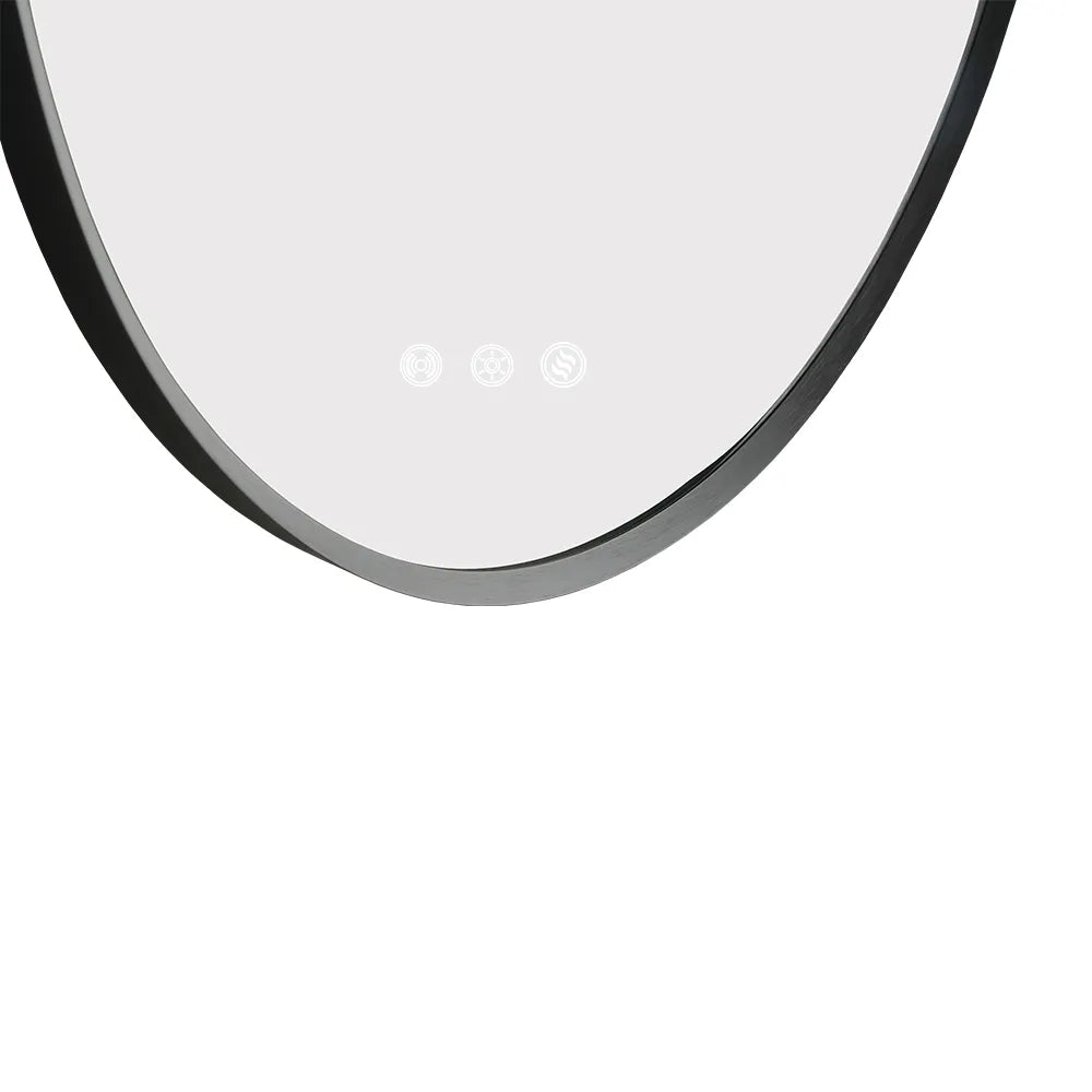 900x500MM GUNMETAL GREY FRAME OVAL BACKLIT LED MIRROR WITH MOTION SENSOR | DEFOGGER | 3 COLOURS LIGHTS