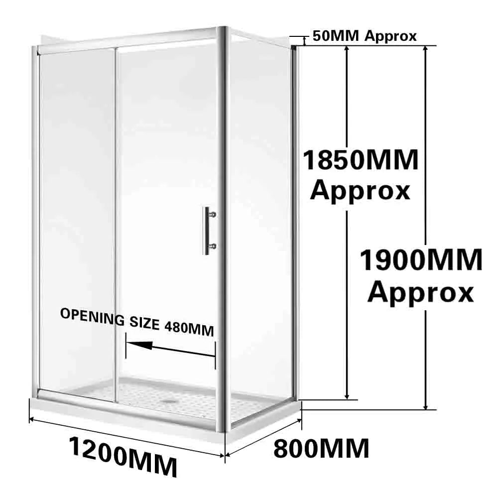 1200X800MM CHROME SLIDING DOOR SHOWER ENCLOSURE - 2 SIDED