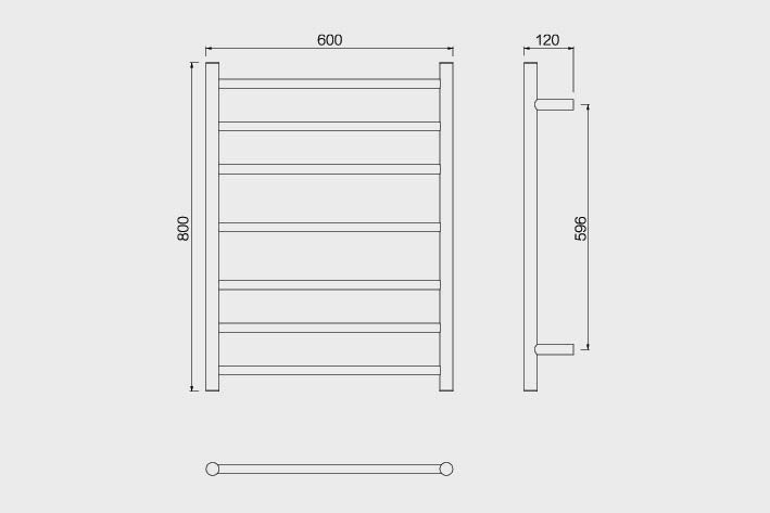 Heated Towel Rail  – *Straight Round Shape* 7 Bars in Polished Finish