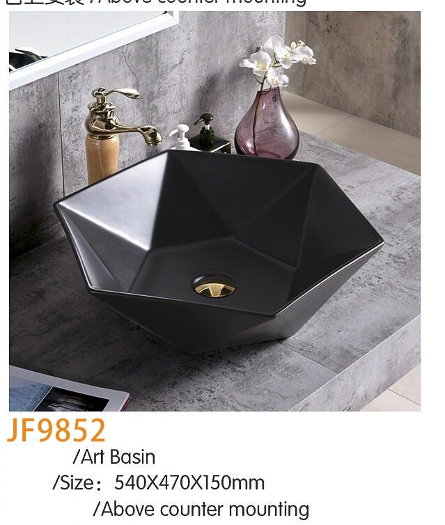 Basin – Ceramic Counter Top Basin **Matt black**