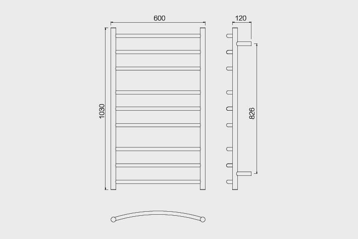 Heated Towel Rail –  9 Bars in Matt Black Finish