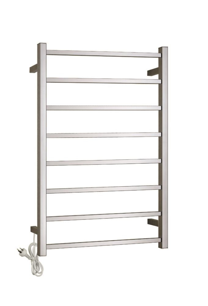 Heated Towel Rail – *Square Shape* 8 Bars  in Brushed Stainless Steel Finish
