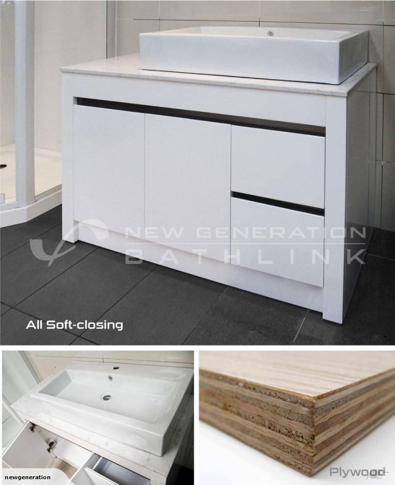 Freestanding Plywood Vanity - 900mm/1200mm/1500mm size Floor Standing with Marble Bench and 1 Basin