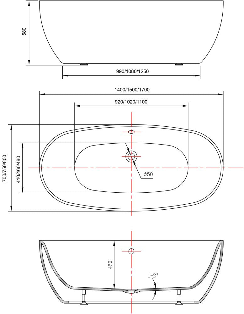Bath Tub – **Modern Egg Shell Shape Design 1600mm ** in White Finish