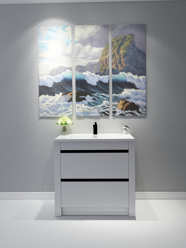Vanity-  Free Standing Gloss white finish / Plywood 600mm
