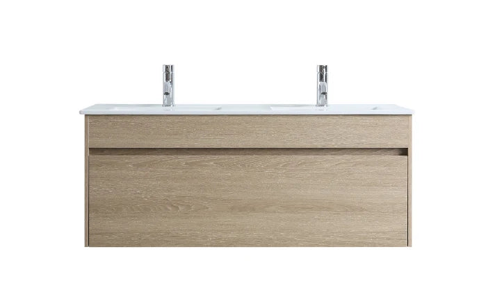 DNW Wall Hung Plywood VANITY Light Oak 1200MM DOUBLE BASIN