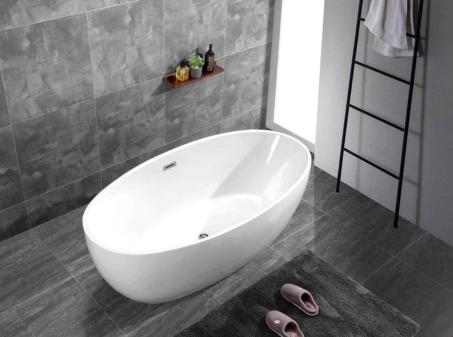 Bath Tub – **Modern Egg Shell Shape Design 1600mm ** in White Finish
