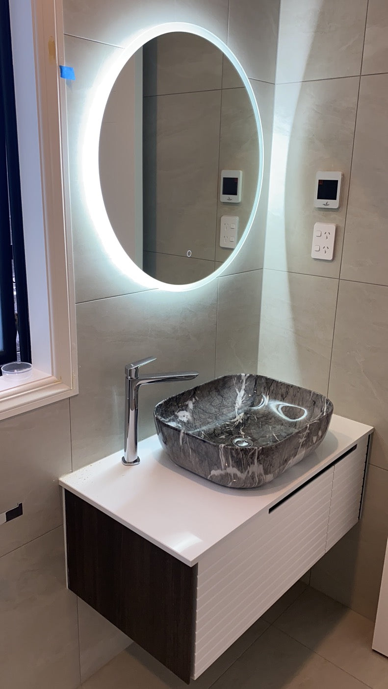 OCEANO 600/750/900mm Round LED Mirror with Demister Backlit Touch Switch 3 Colours Lighting Frameless