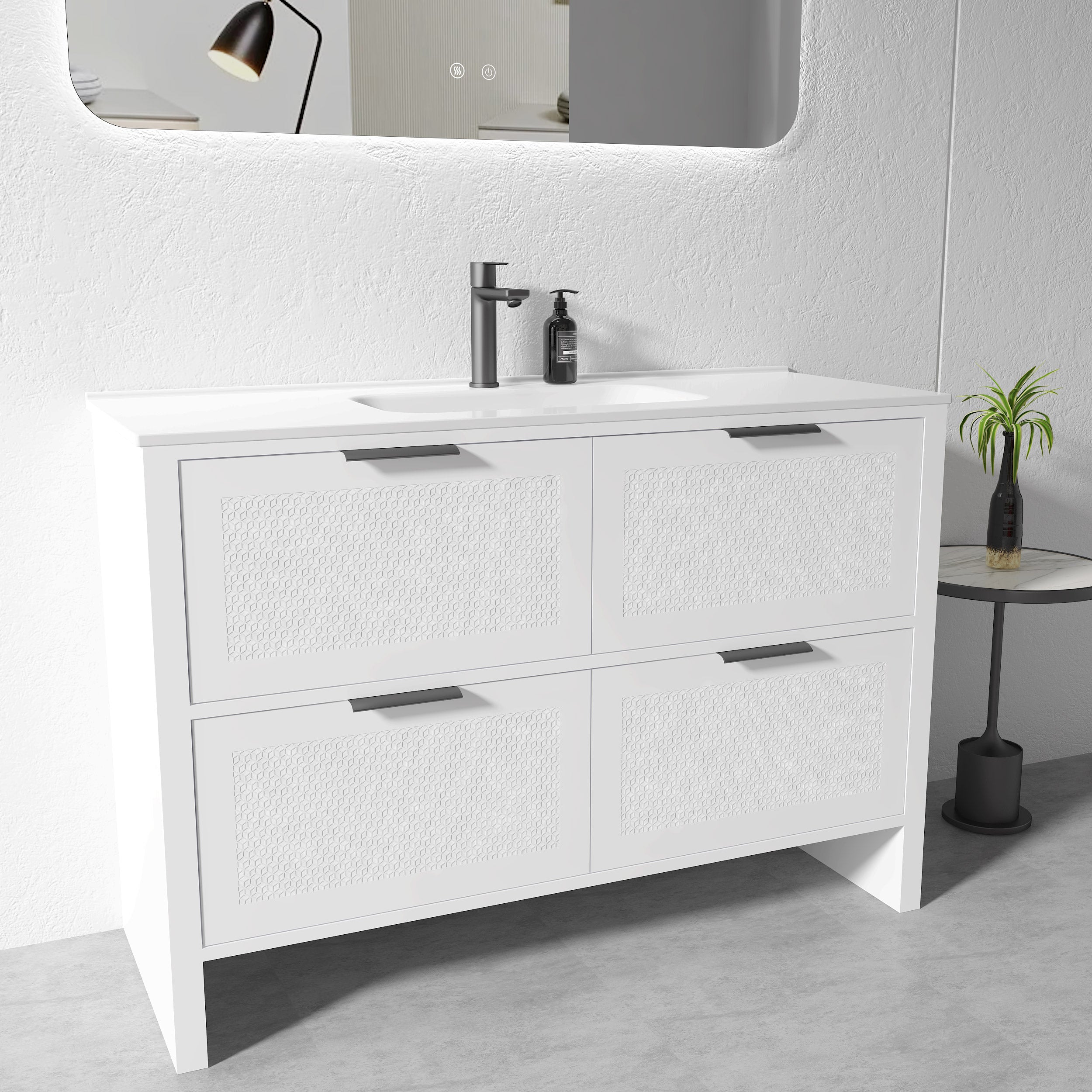 Vanity - 1200mm White Plywood Floor Standing Vanity Unit