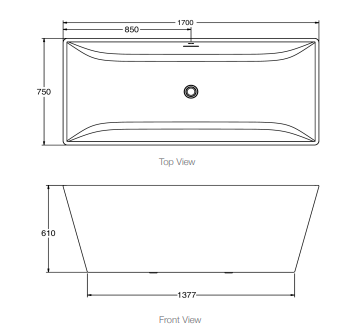 Kohler Evok 2.0 Seamless Rectangle 1700mm Freestanding Bath