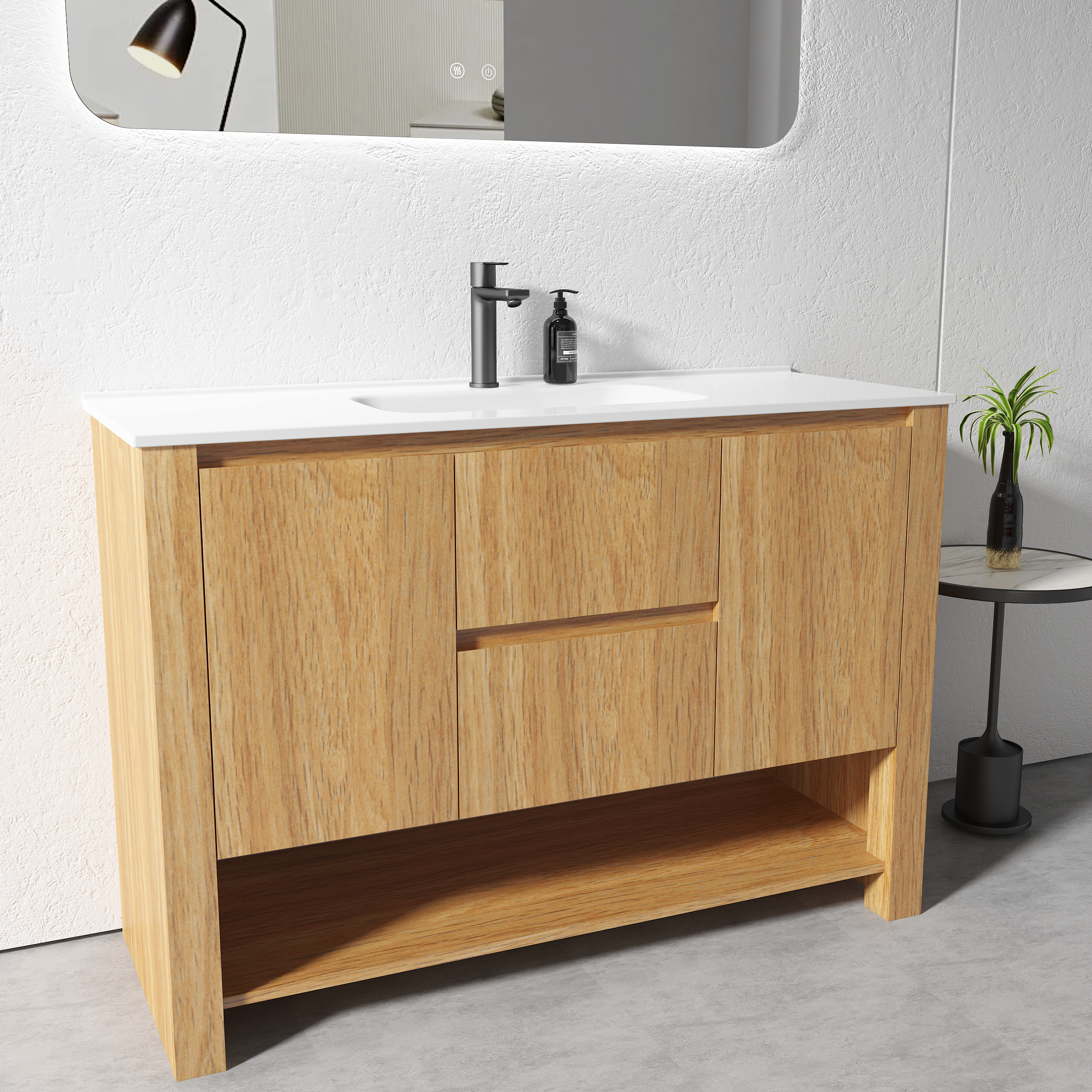 Vanity - 1200mm Light Oak Plywood Floor Standing Vanity Unit