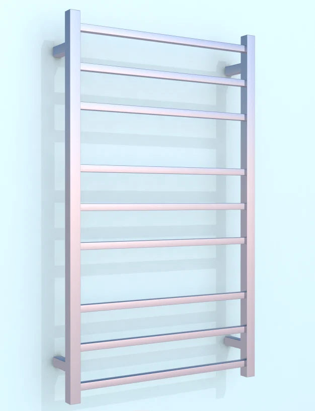 Heated Towel Rails 1000H*600W 9 Bars Square Chrome/Matte Black/Gun Metal/Brushed Nickel/Brushed Brass