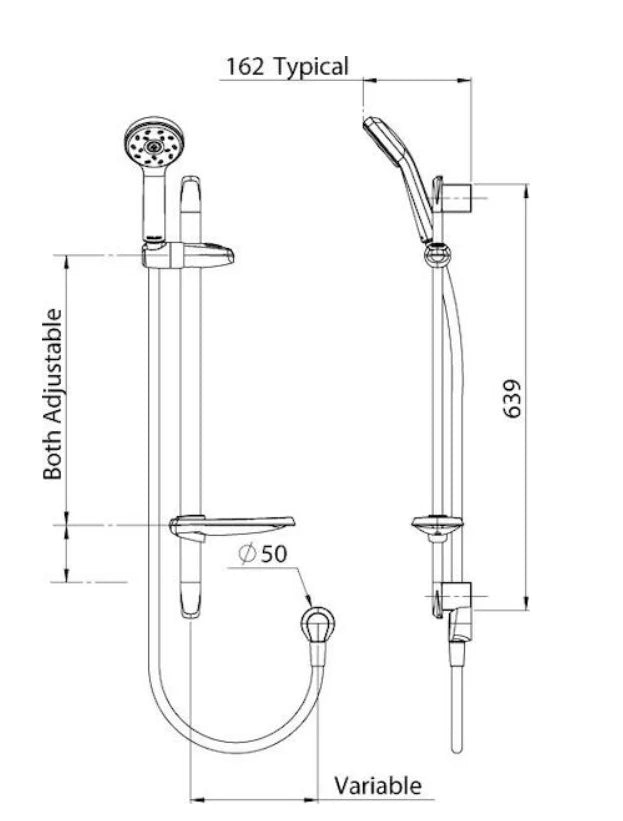 Methven Futura Satinjet FU Slide Rail Shower - Chrome