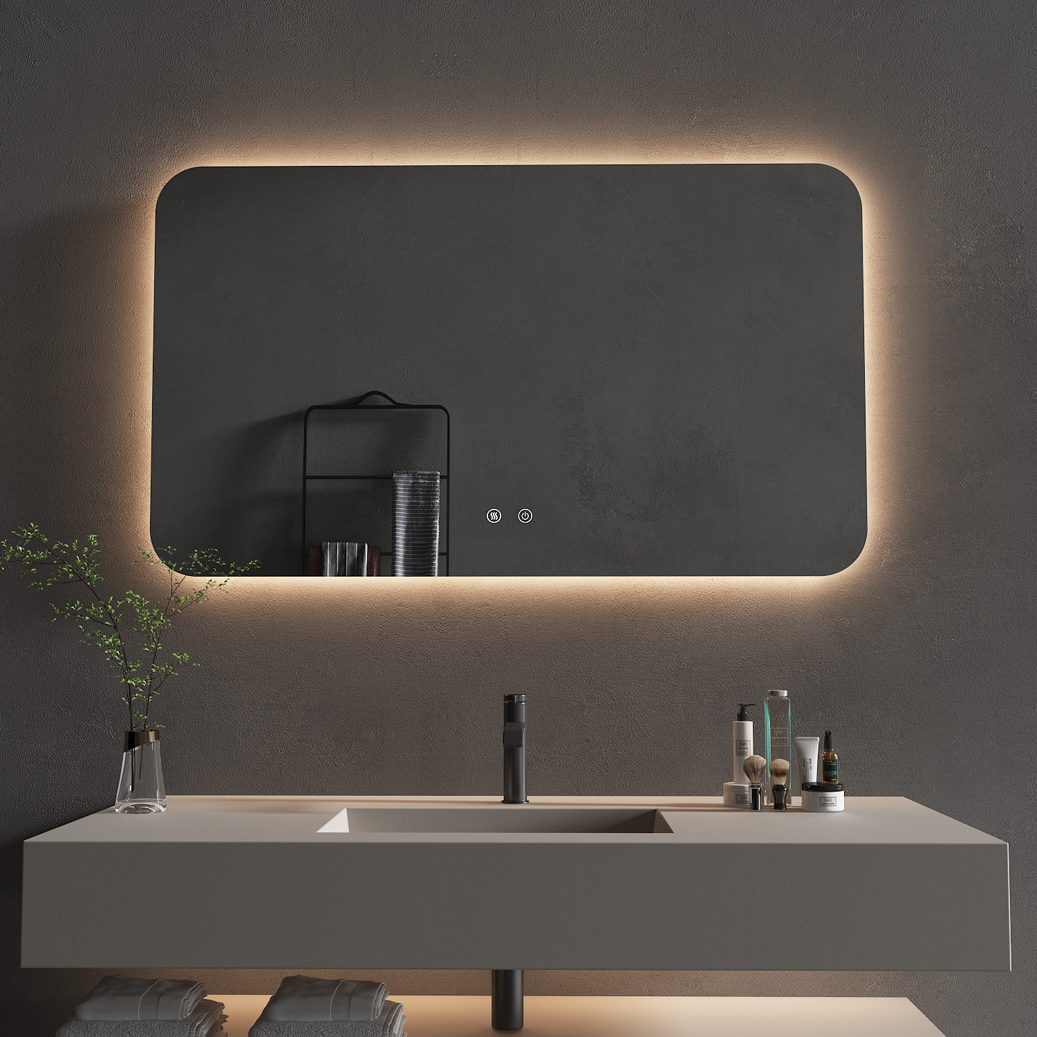 OCEANO 600/750/900mm Square LED Mirror with Demister Backlit Touch Switch 3 Colours Lighting Frameless