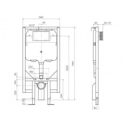 Parisi FRONT FLUSH MECHANICAL 90MM INWALL CISTERN WITH METAL FRAME