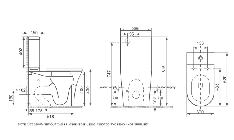 ELEMENTI CURA CC BTW TOILET SUITE GLOSS WHITE