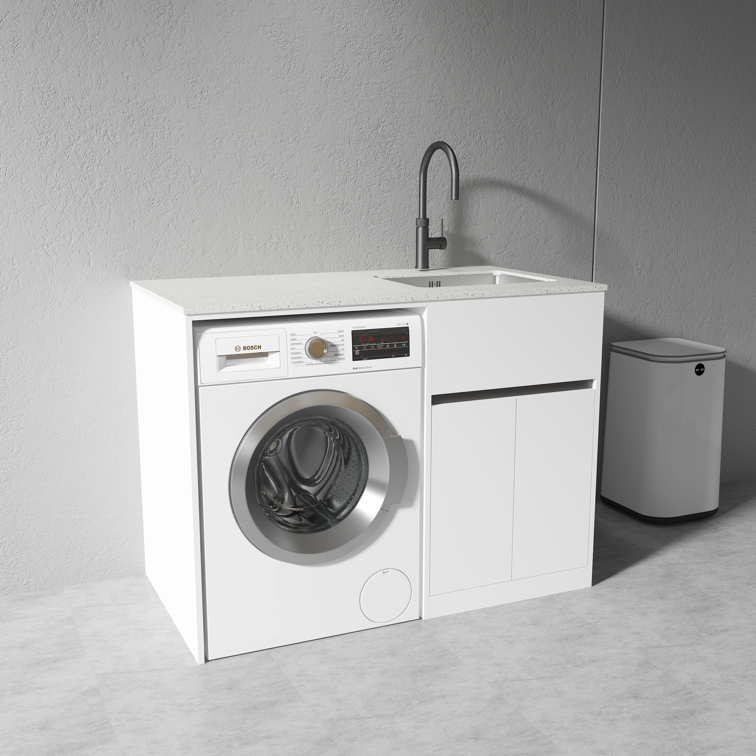 1200MM WHITE PLYWOOD LAUNDRY STATION