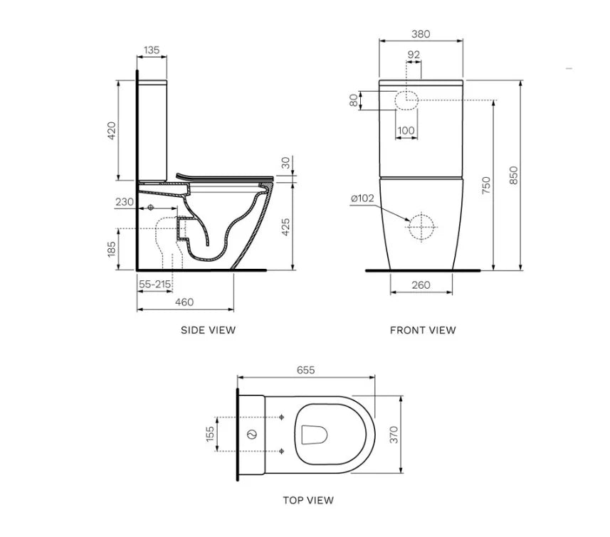 Parisi ELLISSE CC BTW TOILET SUITE C/W SOFT CLOSE SEAT
